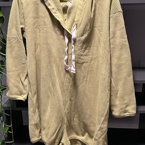 4 / $20 Joe Fresh Light Yellow Waffle-Knit Hooded Pajama Romper